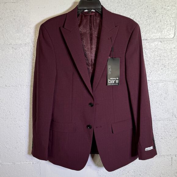 Bar III Men's Skinny Fit Suit Jacket Blazer solid red 38R $425 - Picture 1 of 10
